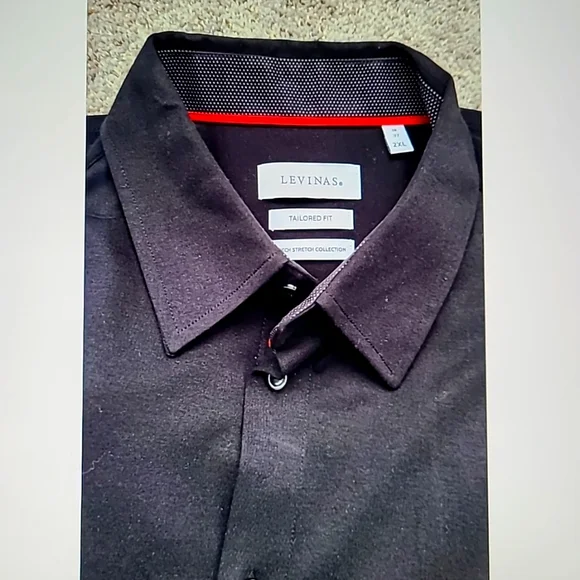 Levinas Shirts | Levinas Limited Edition Solid Tailored Fit Black 2x Xxl New Without Tags | Color: Black | Size: Xxl | Babyg2442's Closet